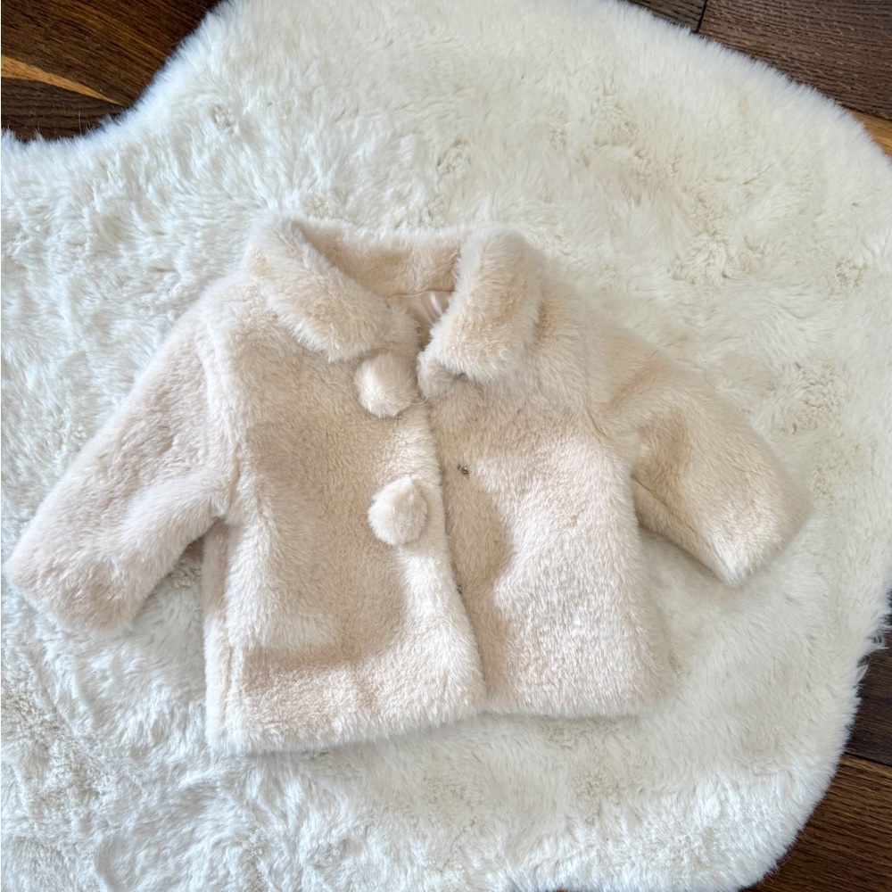 Soft Cream Kids Fur Jacket 3 months